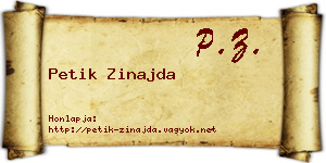Petik Zinajda névjegykártya